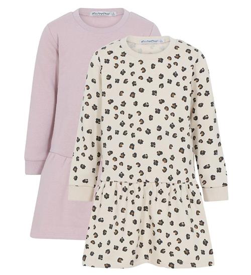 Minymo Minymo Kjole - 2-pak - Violet Ice/Creme m. Leopard