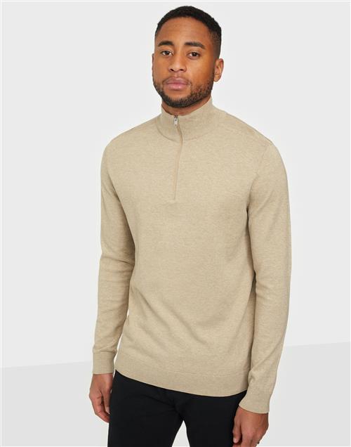 Selected Homme Slhberg Half Zip Cardigan Noos Striktrøjer Kelp Melange -  Herretøj - Tøj til mænd (32267894)